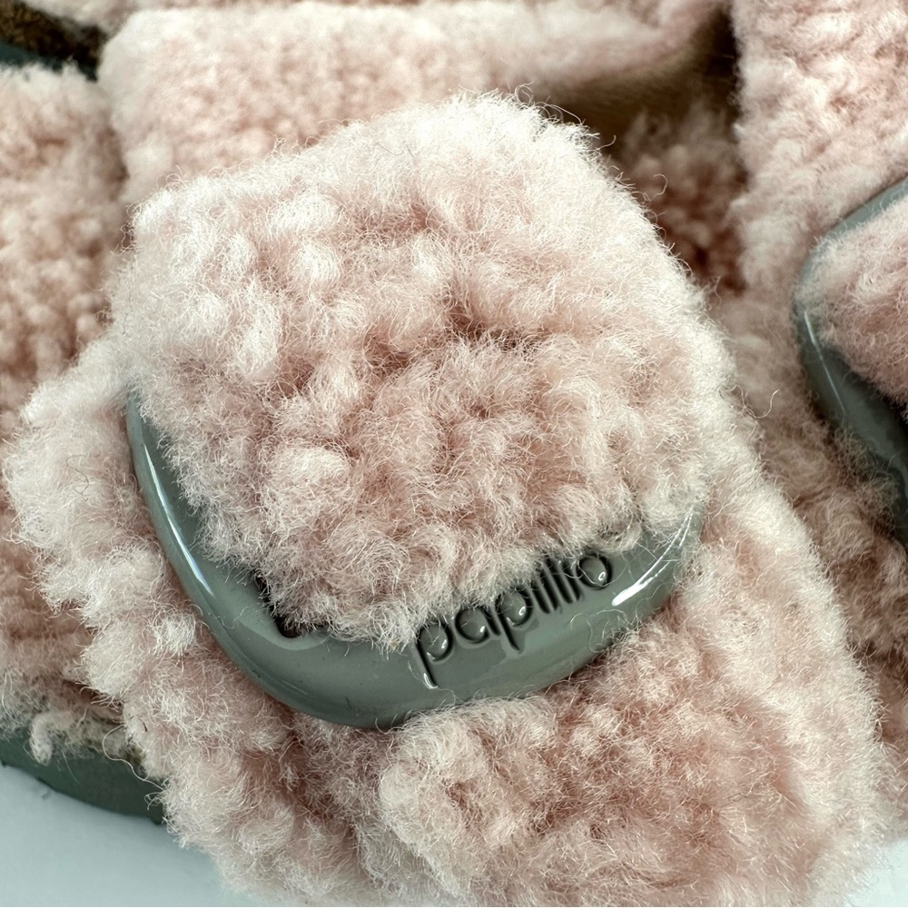 NWT Birkenstock Papillio Arizona Big Buckle Shearling fuzzy sandal pink 39/8 - Picture 13 of 16